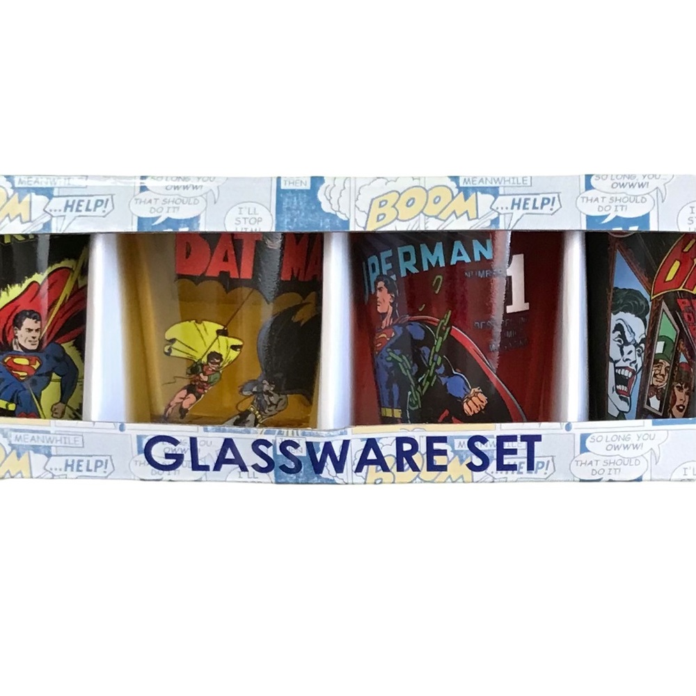 DC Comics Batman Superman 4 Pc Shot Glasses Set